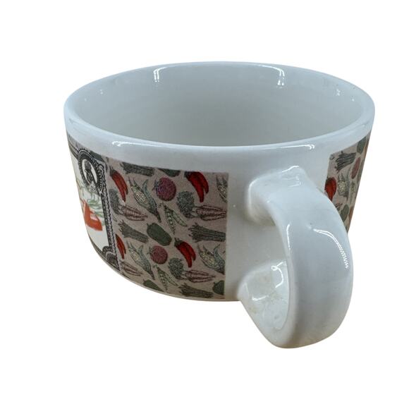 Soup Mugs with Handles 2 VTG Farm Fresh Stackable Houston Harvest Stackable - Picture 6 of 14